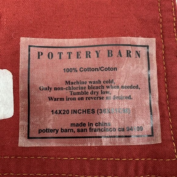 Lot 4 Red Corduroy Placemats w/ Pocket Pottery Barn 100% Cotton 14 x 20 - Picture 2 of 2